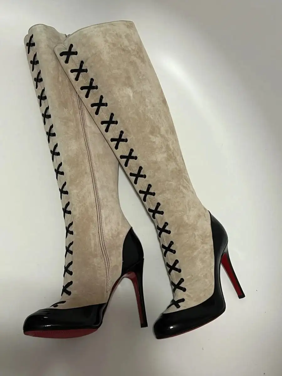 Vintage Wildlederstiefel in verschiedenen Farben, kniehoch, 2026 Neu, sexy Damen-Partyschuhe mit Reißverschluss, luxuriöse Designer-High-Heels.