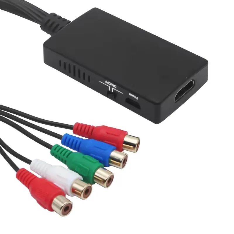 KANKEIRR 1080P Component to HD-Compatible Converter YPBPR RGB +  R/L Audio to HD-Compatible Adapter  5RCA to HD-Compatible