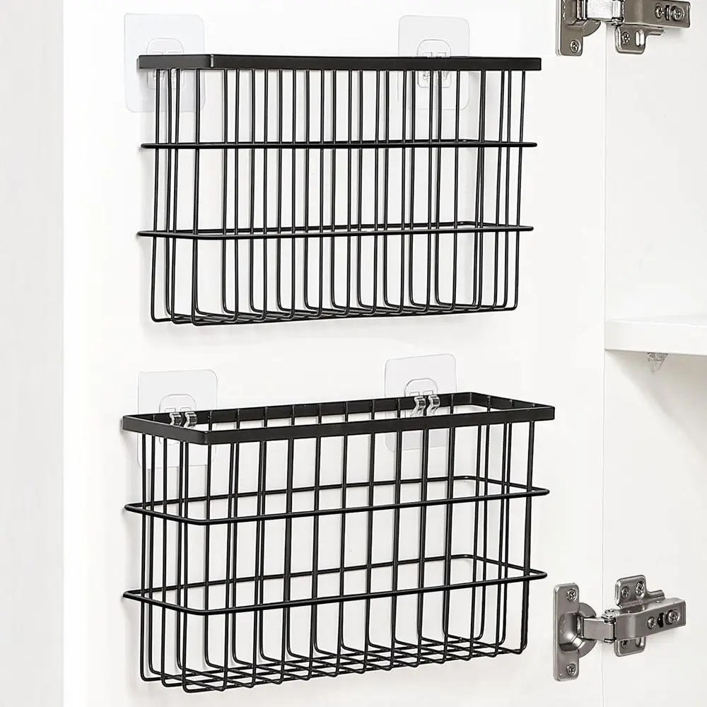 2-Tier Cabinet Door Organizer with Adhesive Lid Storage Boxes for Wall-Mounted Pantry, Kitchen, and Bathroom