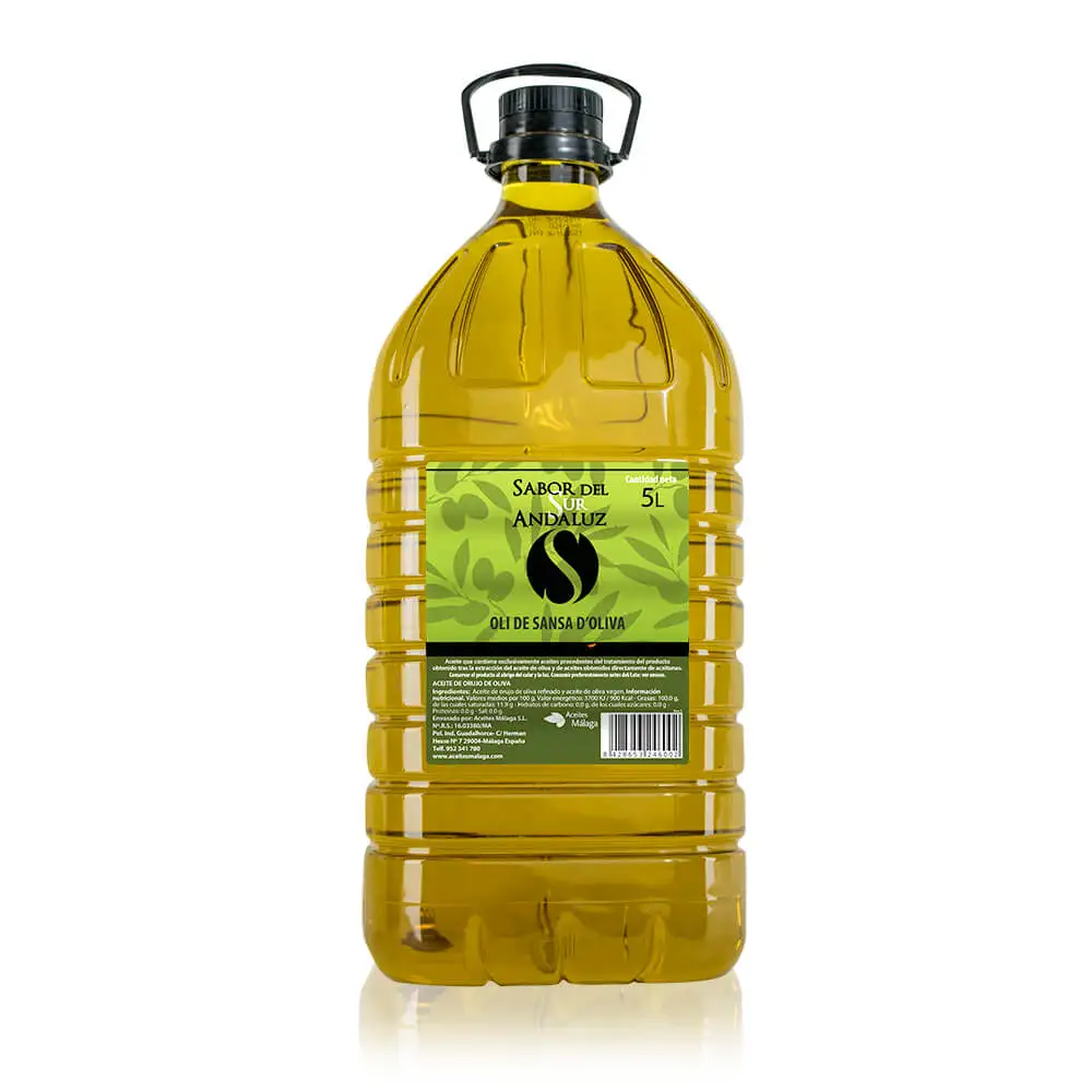 Olive Pomace Oil SANSA flavor of the South PET GARRAFA TRANSP. Black handle 5L