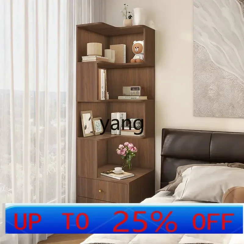LTT  solid wood retro style living room bedroom bedside table bookshelf sofa side cabinet household bedside storage