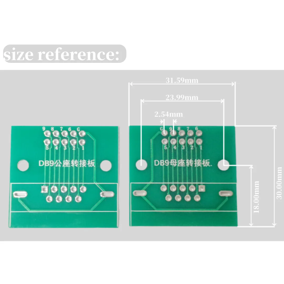 Db9 männliche und weibliche Basis test platine 9p männliche und weibliche Basis adapter platine auf 2,54 Dip-Datenkabel adapter platine