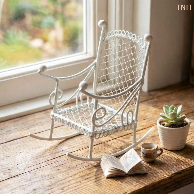 1/3 Peças de Acessórios para Casa de Bonecas: Ornamento de Jardim, Adereço, Modelo de Mesa e Cadeira em Miniatura, Decoração de Casa Pequena, Móveis de Ferro