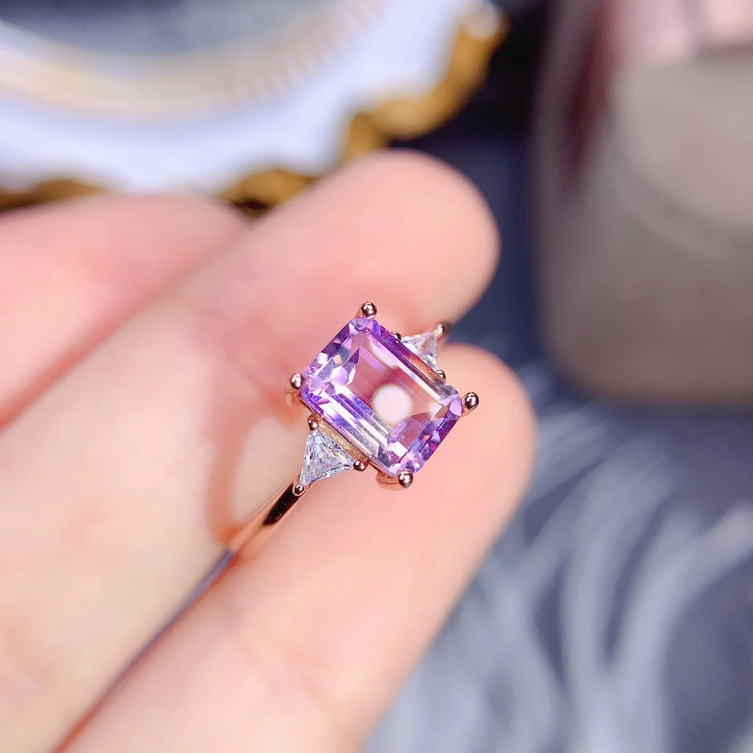 Sterling Silver with Natural Ametrine Ring Emerald Cut 7x9mm Natural Gemstone Women Engagement Ring Fine Jewelry view 2