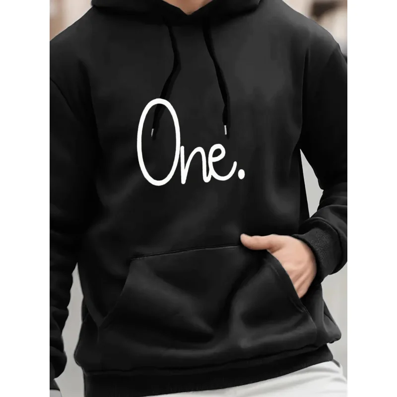 هوديي رجالي أبيض مطبوع واحد. ملابس كاجوال من القطن عالي الجودة للارتداء اليومي وأسلوب الشارع #3