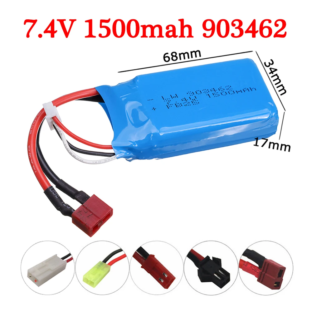 7.4V 1500mah Lipo battery For WLtoys 144001 12423 12428 V913 L959 L969 L979 L202 L212 A959 HJ816 HJ817 RC Crawler Car Battery