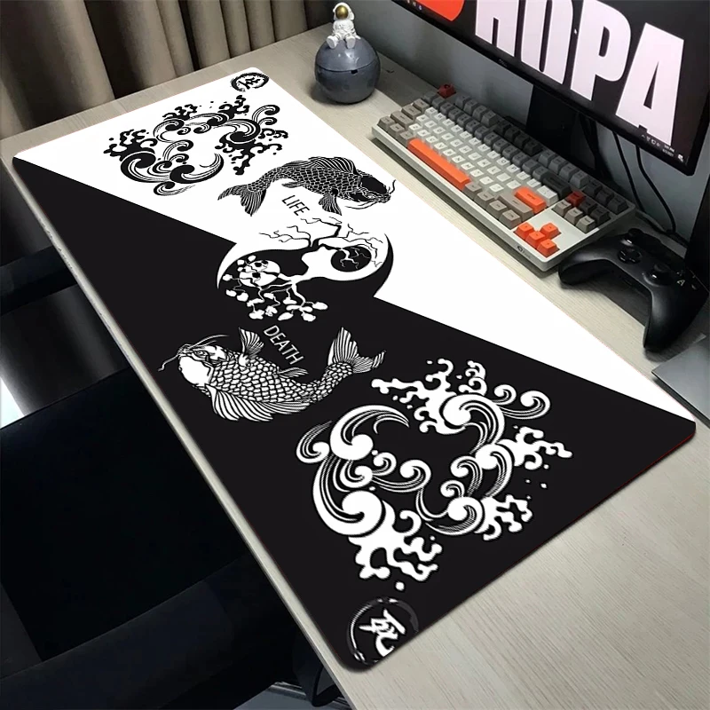 

Grande Design Mouse Pad Large Mousepad Pc Gamer Desk Mat Koi Taichi Fish Computer Mats Locking Edge Table Pads Mats 500x1000mm