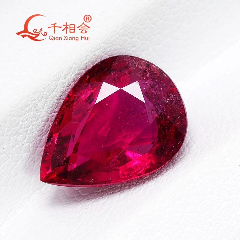 

3.19ct 3.66ct pear shape Natural Rubellite Tourmaline Intense Red color stone Decoration Gifts Loose Gemstone GRC certificated