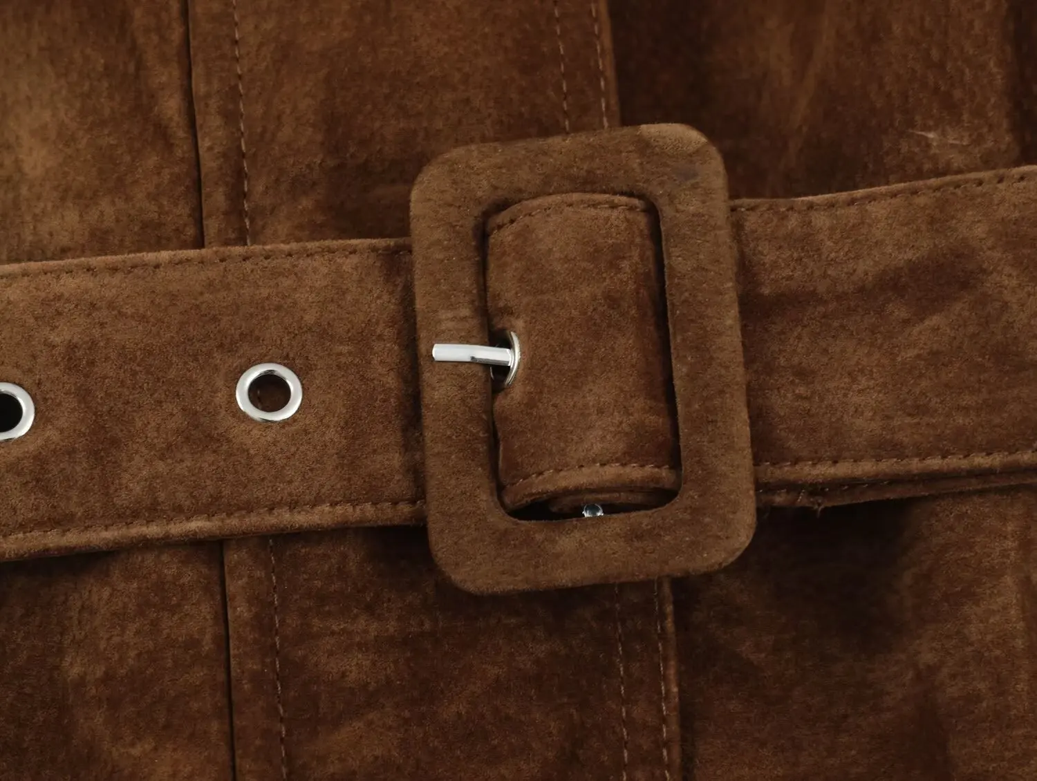 TFMLN Damenjacke aus braunem Kunstwildleder, Herbst/Winter, Stehkragen, lange Ärmel, Vintage-Reißverschluss, Damen-Streetwear, Neu – Detail 7