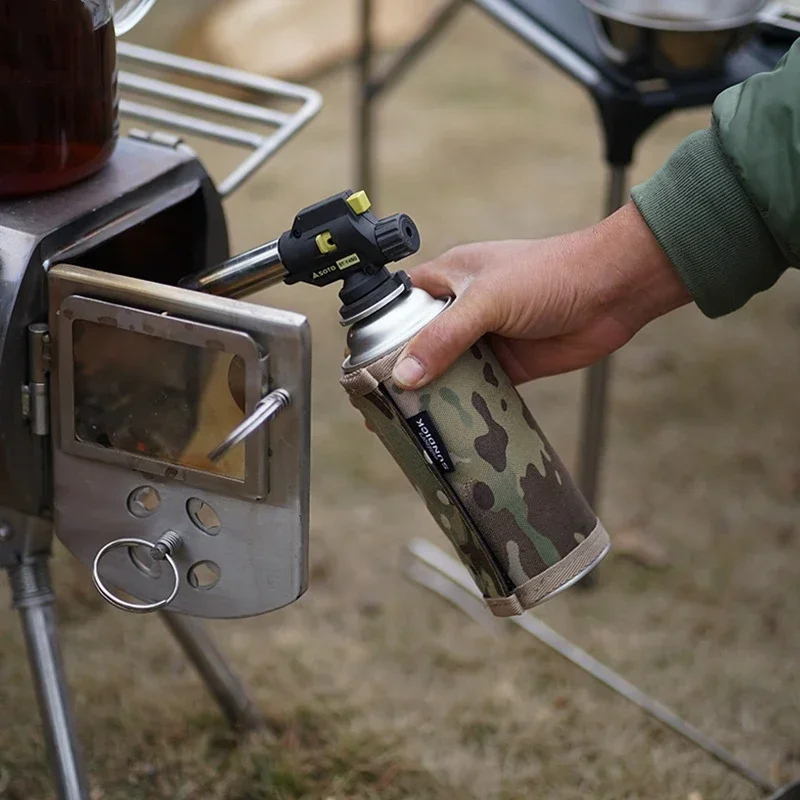 Capa protetora para lata de gás de acampamento, capa para tanque de gás, garrafa de ar, envoltório, caixa de tecido com bolso lateral, caixa de cilindro de gás