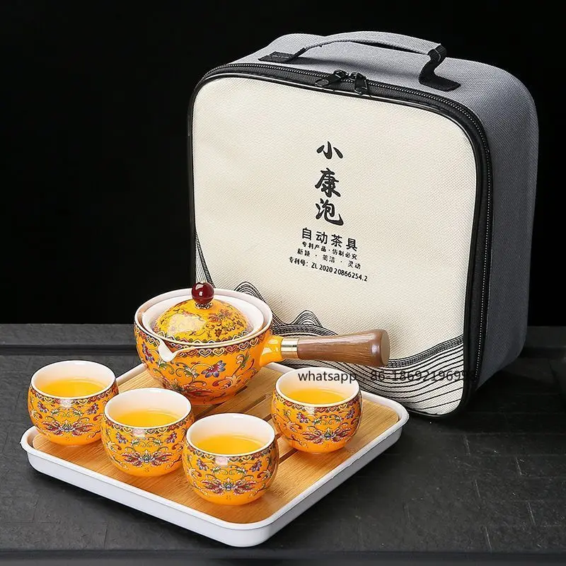 Lazy Kung Fu Tea Set Teapot Xiaokang Bubble Automatic Tea Travel Portable Ceramic Xiaoyao Bubble Teapot