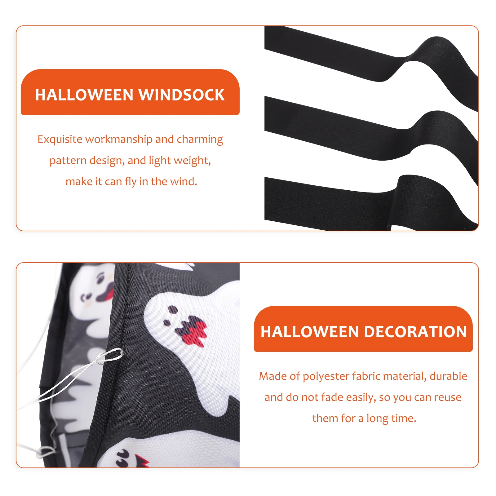

Halloween Windsock Flag Decoration Haunted House Hanging Outdoor Pendant 100Cm Long Streamer Rotating Clip No Assembly