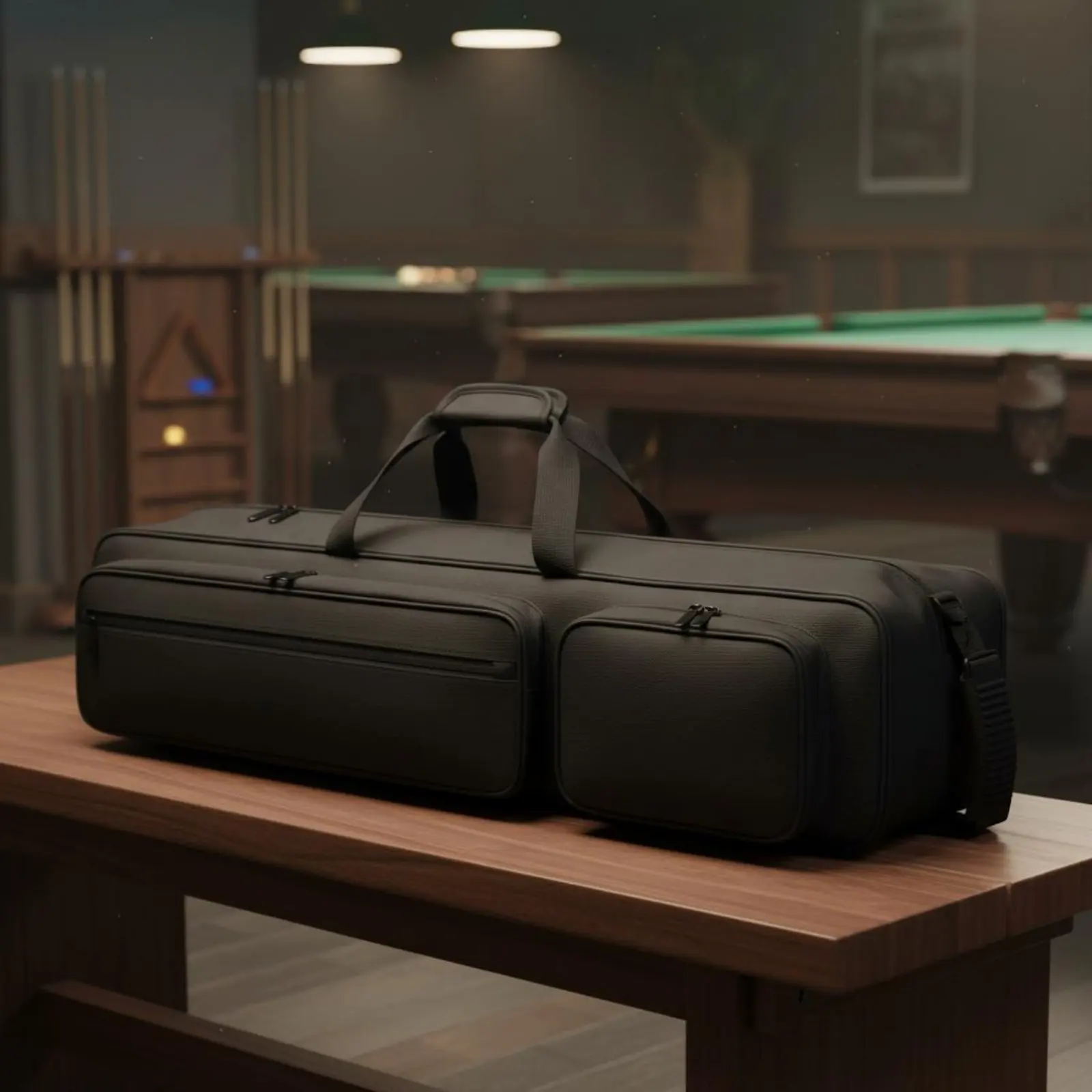 Billiard Cue Case Secure Closure Pool Cue Carrying Case Pool Stick Storage Bag Adjustable Shoulder Strap Sports Gear