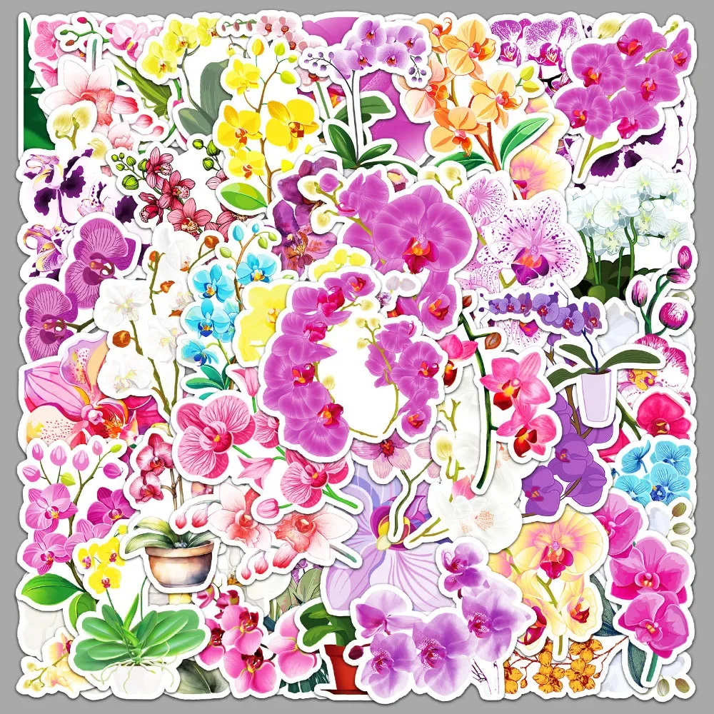 10/50pcs Moth Orchid Flower Aesthetics Waterproof Stickers Room Electrical Decoration Wall Bathroom Waterproof Mobile Phone