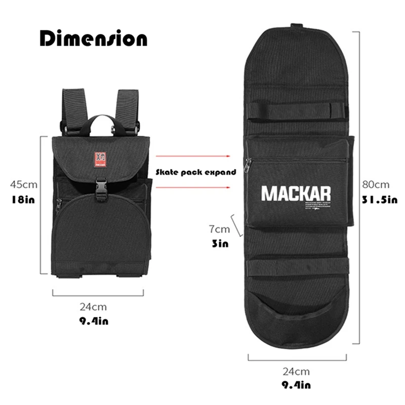 MACKAR POPULAR SIMPLE 80X24X7cm Electric Skateboard Backpack Double Shoulder Surfing Skateboard Backpack Adjustable Bag