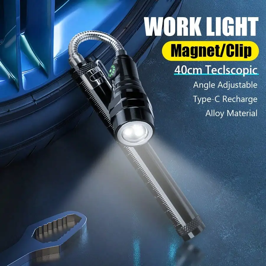 

Multi-Function Rechargeable LED Work Light, 360° Rotatable Magnetic Flashlight for Camping Repair Emergency