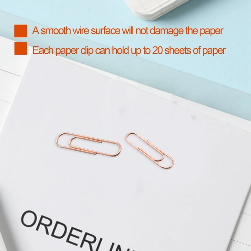 100 Paper Clips In Rose Gold Magnetic Clip Dispenser, Rose Gold Paper Clips Holder, 28Mm, Rose Gold, 100 Clips Per Box