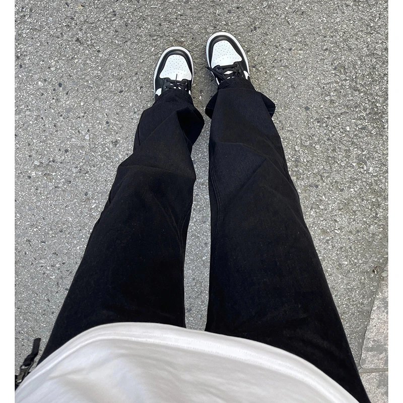 

Pure Black Elastic Jeans Men's Slimming Straight Leg Jeans High Waist Trousers for Jiangsu Zhejiang And Shanghai Areas