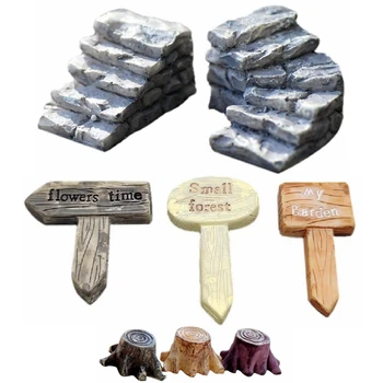 8 pezzi in miniatura accessori da giardino fatato forniture figurine ornamenti per paesaggio bonsai terrario casa delle bambole decorazione della casa