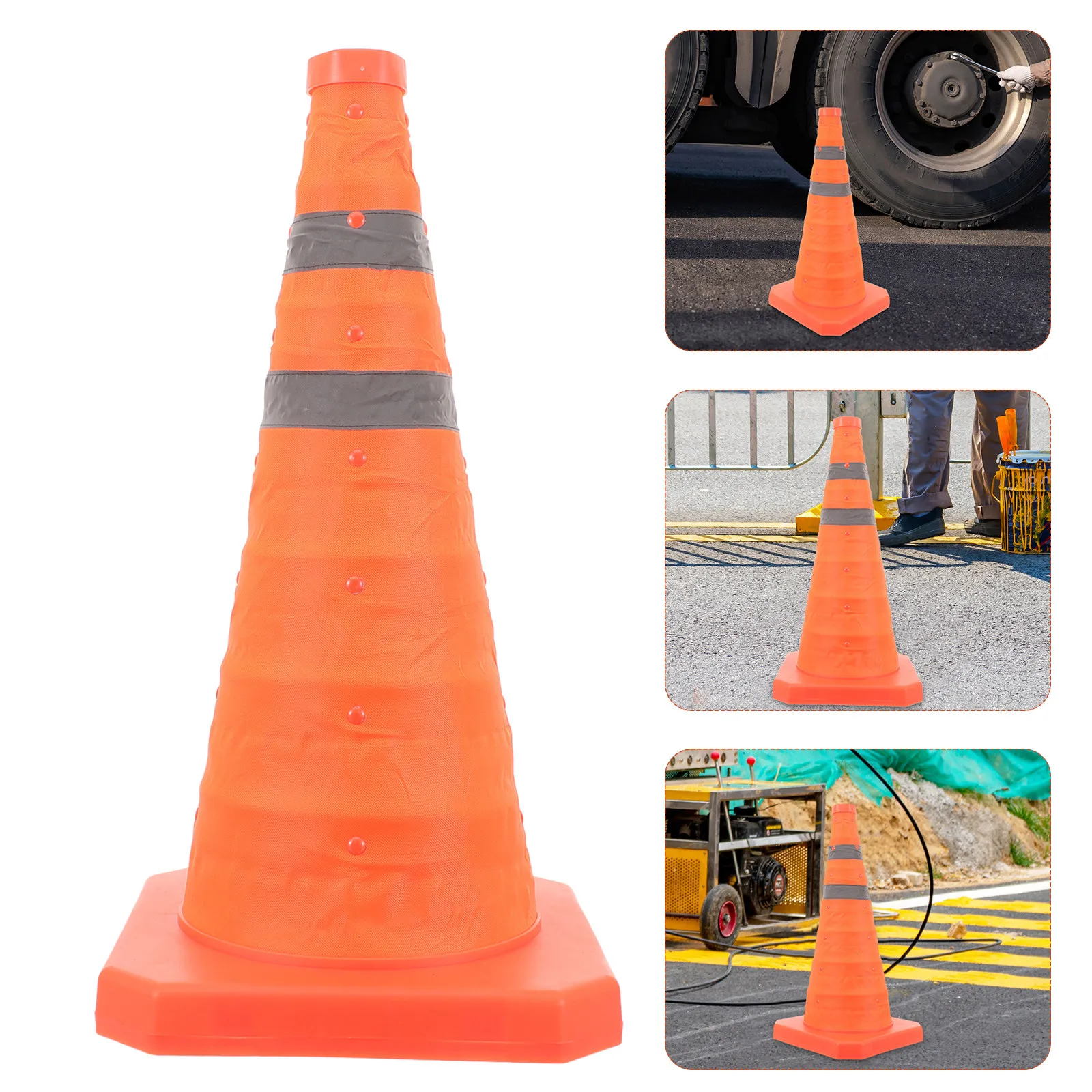 Traffic Cone Road Safety Cone Foldable Stable Base Bright Orange for Parking Lots Traffic Control Safety Cones
