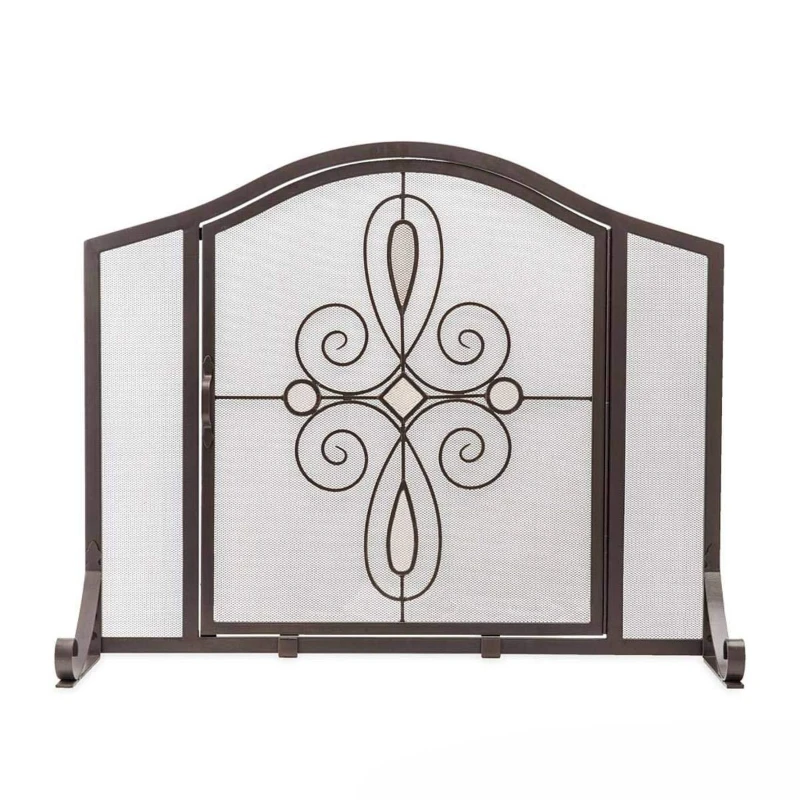 

Hotel scroll mesh wrought iron fireplace screen
