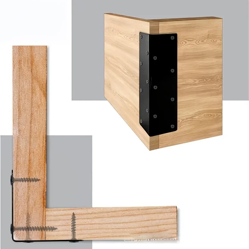 2pcs Heavy-Duty 90-Degree Right Angle Brackets, Black Bed Fixing Angle Iron, Universal RV and Kitchen Furniture Connectors