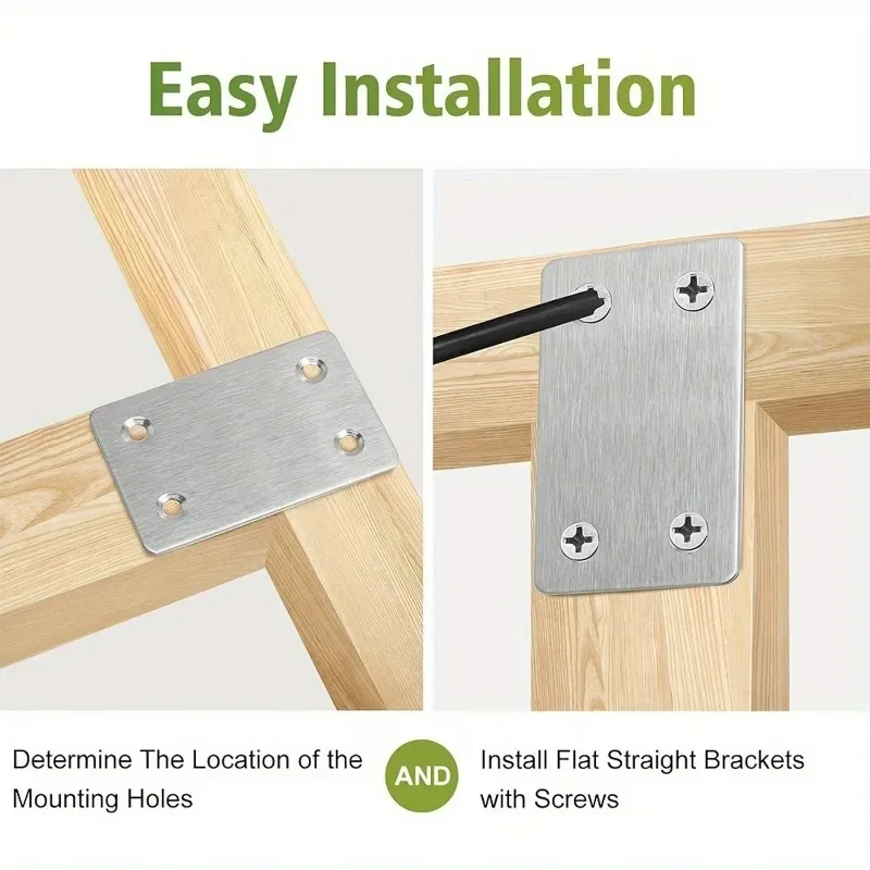 الفولاذ المقاوم للصدأ شقة المفصلي إصلاح لوحة الزاوية اليمنى أربعة حفرة كتيفة ثابتة لرفوف الخشب خزائن الأثاث المنزلي السحابات #6