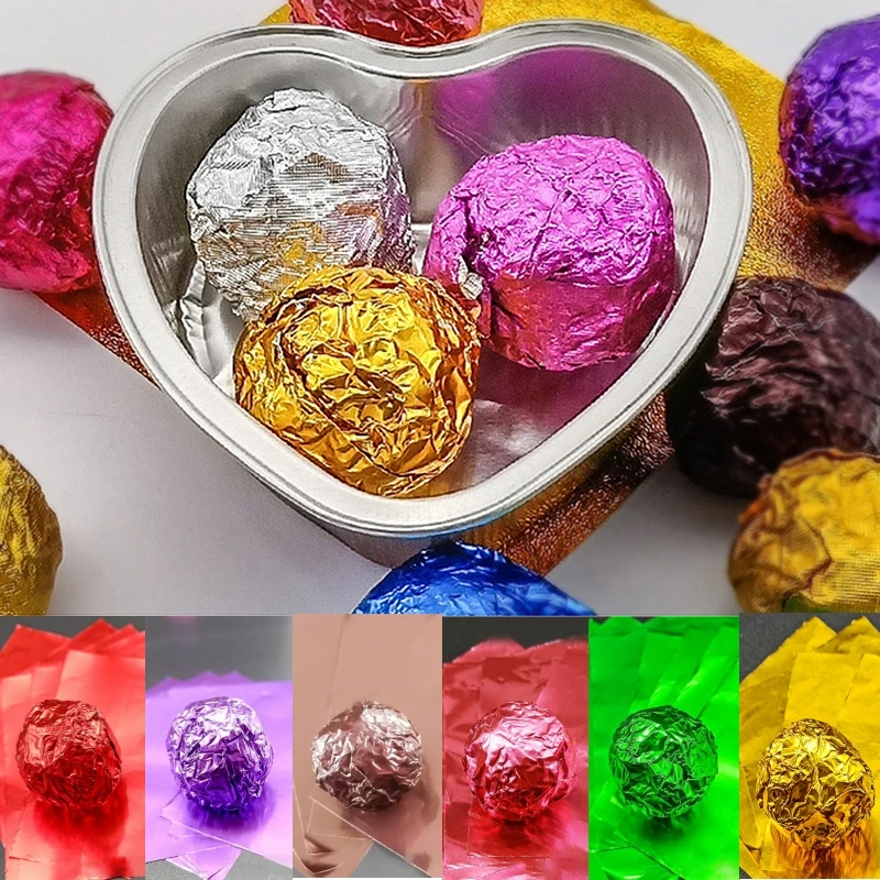 100 sztuk 20cm złota folia aluminiowa papier do pakowania ślubny papier czekoladowy cukierki papier do pakowania arkuszy papieru wesele opakowanie cukierków
