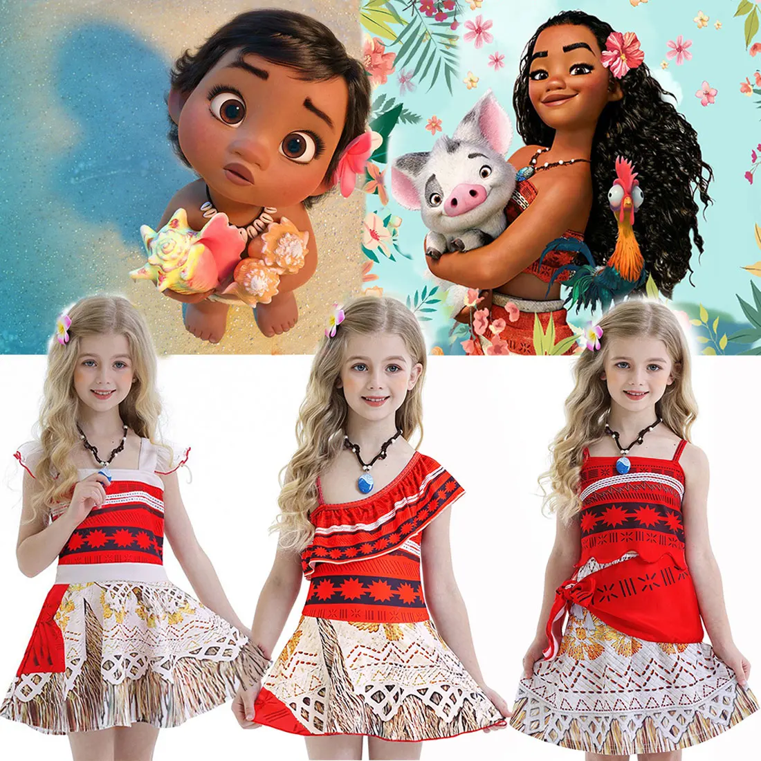 

Halloween Disney Moana Dress Costumes Cosplay Toddler Girl Dress Anime Movie Kids Clothes Girls Children Clothes Dress For Girl