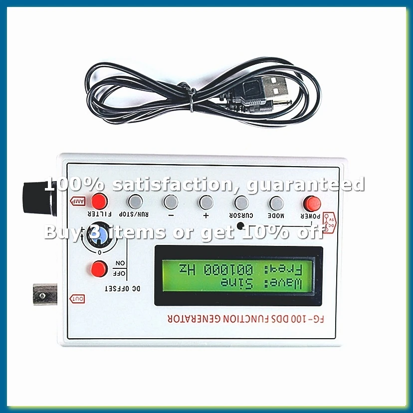 FG-100 DDS Function Signal Generator Frequency Counter 1Hz - 500KHz Module Sine+Square+Triangle +Sawtooth Waveform-FABY