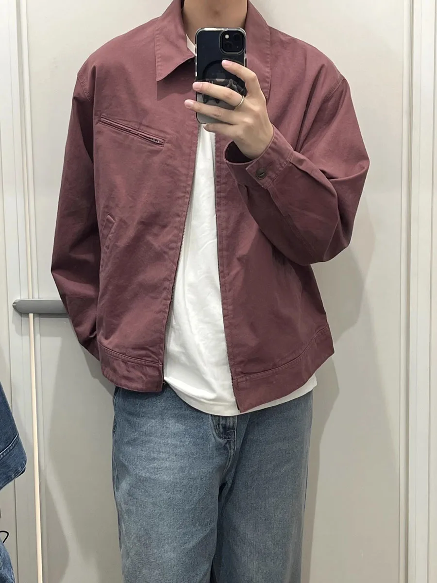 

Spring New Arrival ex Vintage Denim Jaet Detroit Retro Outerwear Breathable Long Sve Zipper Closure Casual Coat
