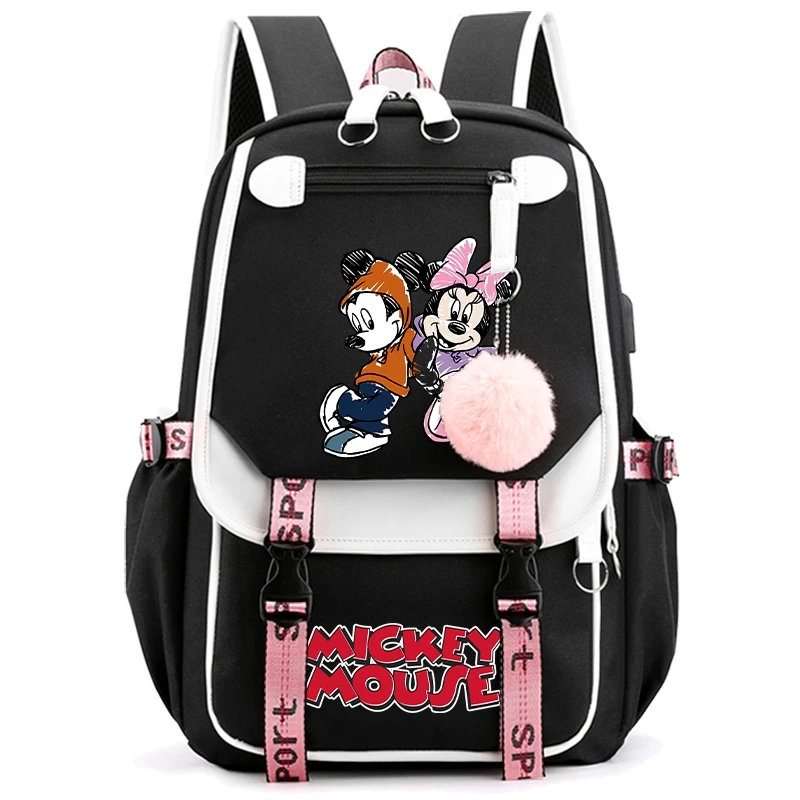 

MINISO Mickey Mouse Backpack for Women Canvas Laptop Bag Back To Schoolbag for Girl Boy School Bag Teenager Bookbag Rucksack