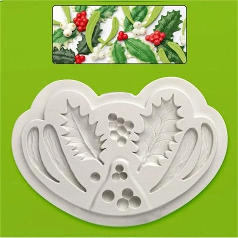 

2PCS Christmas Leaves DIY Xmas Fruit Silicone Chocolate Candy Mold Fondant Sugarcraft Mould Tools