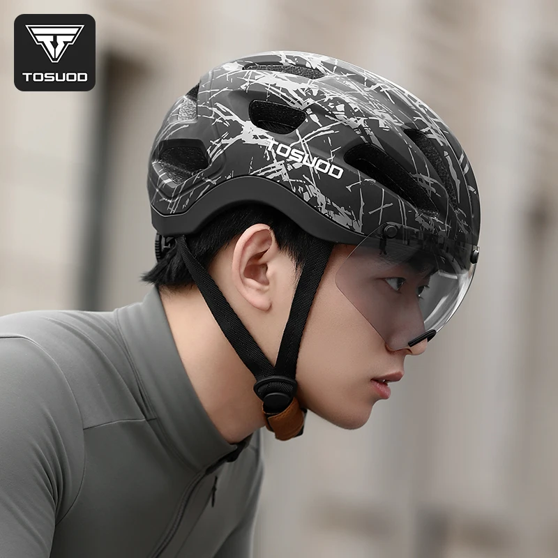 

TOSUOD New style Warm and transparent colored visor helmet, helmet with magnetic discoloration goggles for both men and women