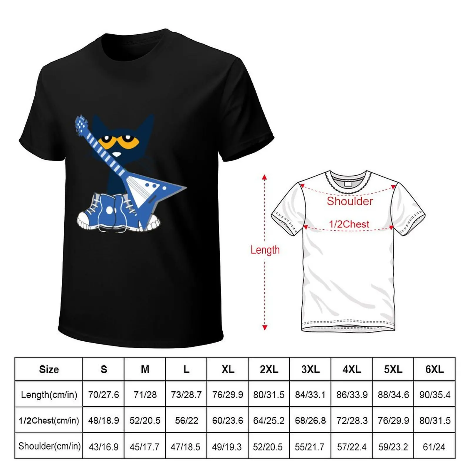 Pete the cat rocking in blue shoes and blue guitar T-Shirt Classic Basic Casual T-Shirt