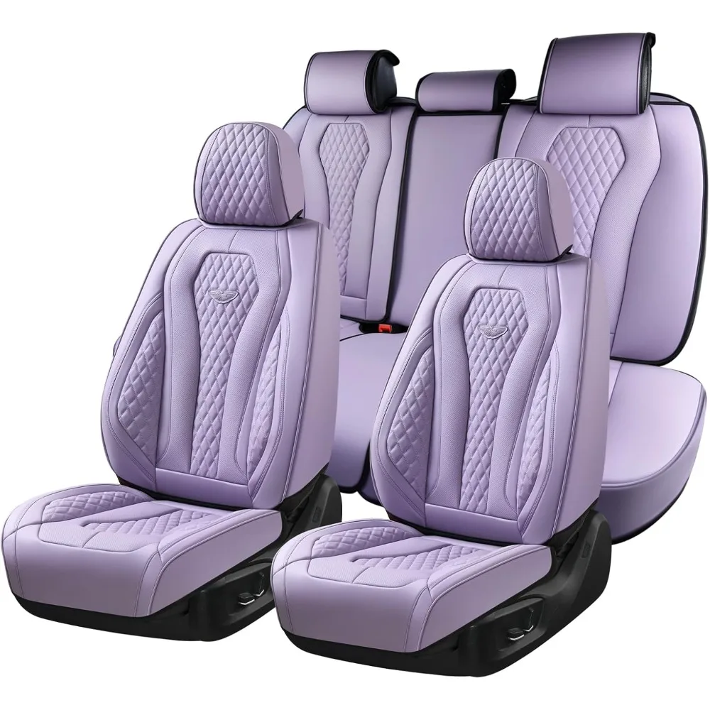 

Purple Full Set Car Seat Covers with Cushions for Front and Back Seats