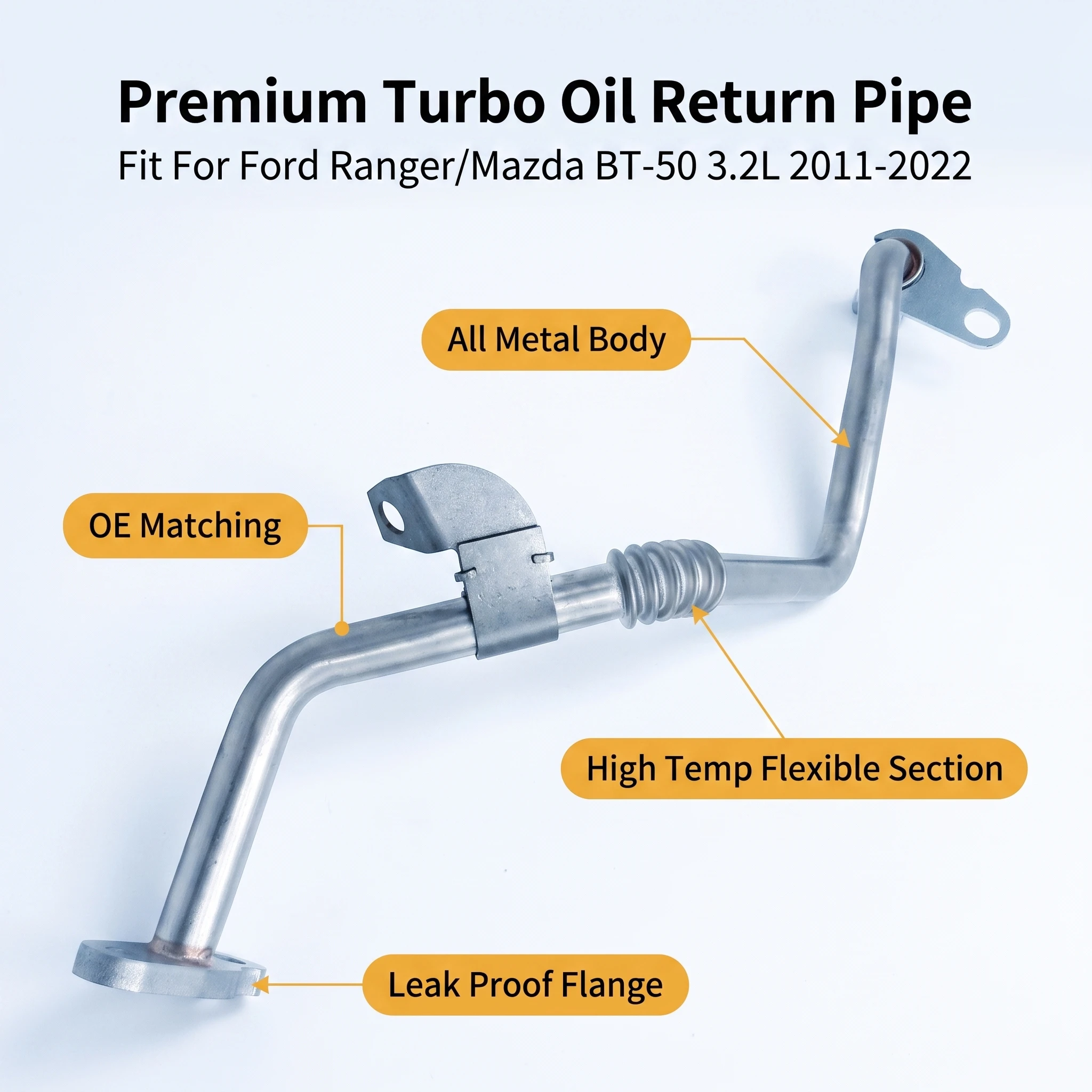 1/2/5 Turbocharger Oil Return Pipe BB3Z6L092B BB3Q6K677BC 1742306 UH0214294A For Ford Ranger Transit 3.2L Mazda BT-50 2011-2022