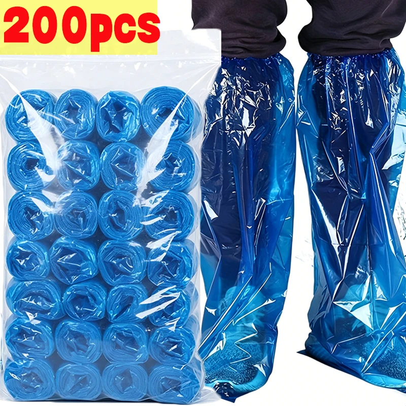 100/200pcs Disposable Shoe Covers Transparent Plastic Outdoor Rainproof Thick Wear-resistant Waterproof Isolation Foot Covers