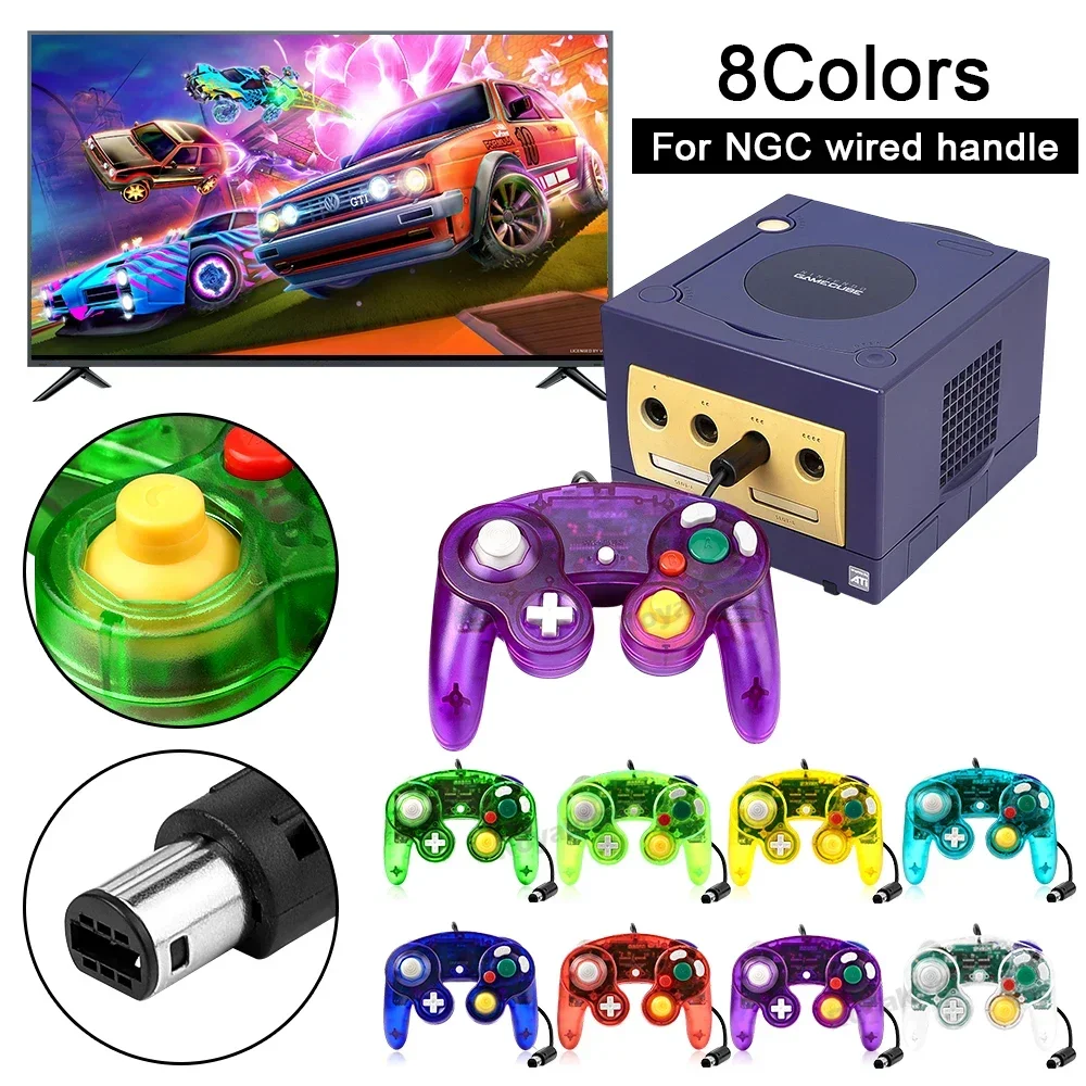 For NGC Transparent Wired Gamepad For GameCube Game Console 