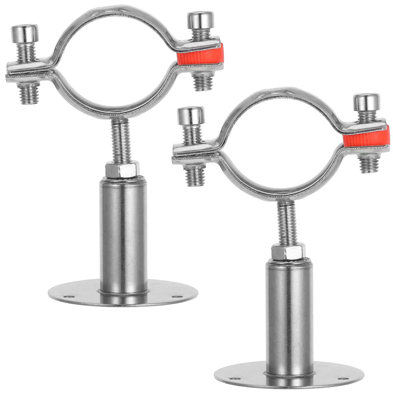 2Pcs Stainless Steel Adjustable Pipe Support Bracket Wall Mount Ceiling Mount 42-45Mm Pipe Clamp for Basement Garage Workshop
