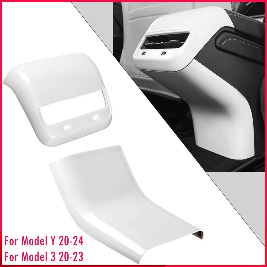 

2PCS Rear Air Condition Vent Cover For Tesla Model Y 2020-2024 & Model 3 2020-2023 ABS Trim Anti Kick Cover Model Y 3 Acccesory