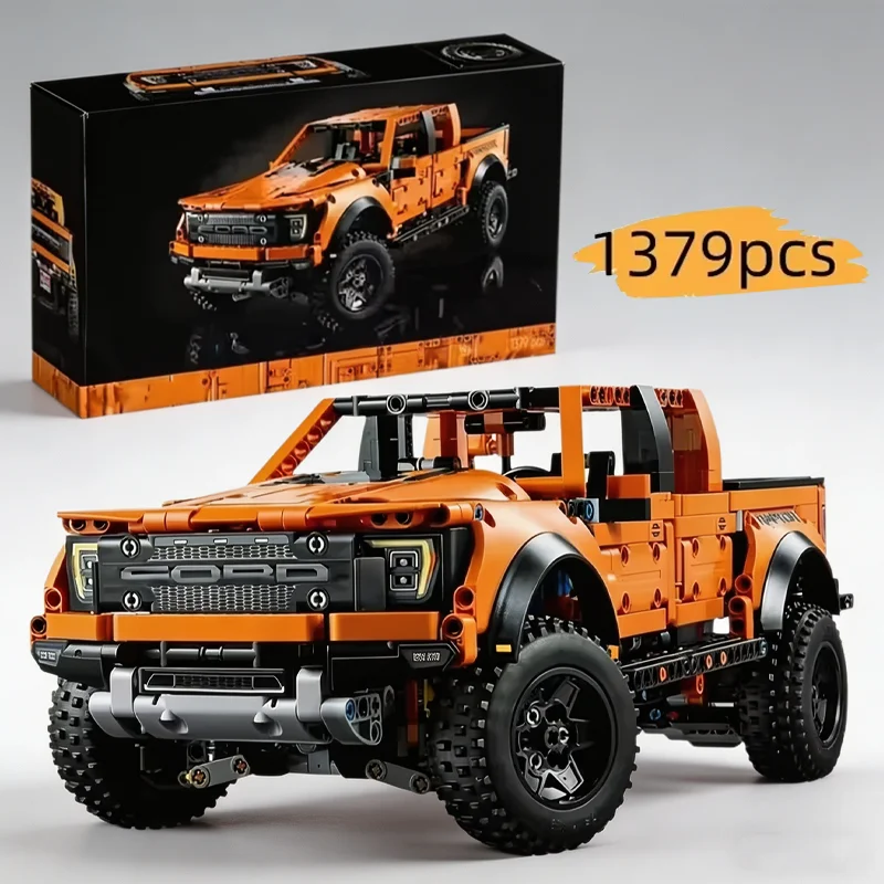 

Конструктор 1379 деталей: Гоночный грузовик Ford F-150 Tech Raptors, совместимый с MOC, креативный набор для сборки, игрушка-конструктор для детей, подростков и взрослых, отличный подарок