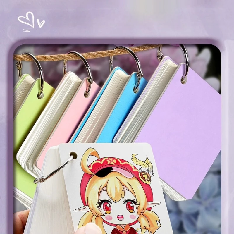 1pc caderno portátil folha solta bloco de notas bolso bloco de notas anel nota pegajosa estudante kawaii papelaria em branco mini cartão de índice em branco