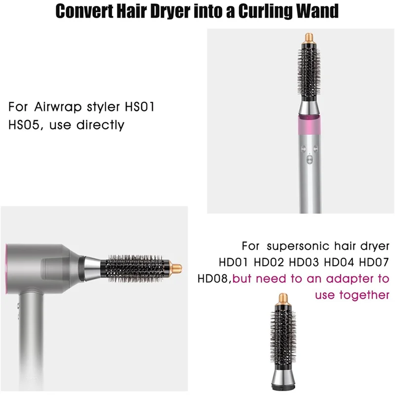 LITE-cepillo voluminizador, adaptador redondo pequeño de 20Mm para Dyson Supersonic HD01 HD02 HD03 HD04 HD08, accesorio para secador de pelo