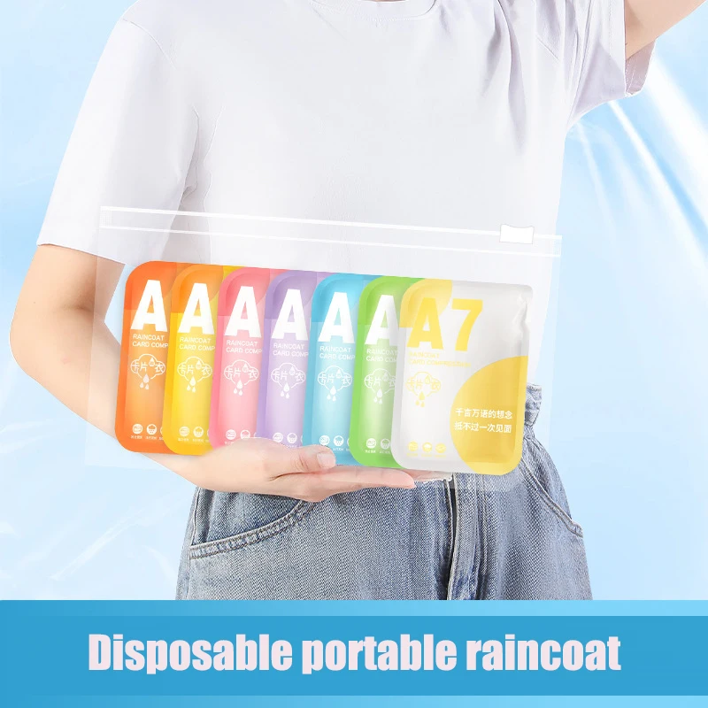 Chubasquero portátil con tarjetas, ropa impermeable desechable para niños y adultos, Poncho grueso impermeable para viajes de senderismo al aire