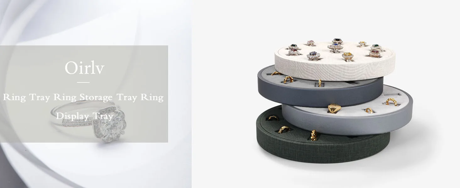 Oirlv Großraumiges Ringtablett, Rundes Ring-Präsentationstablett, Schmuck-Präsentationstablett, Ringaufbewahrung, Urlaubsgeschenk, Tragbar für Reisen – Detail 1