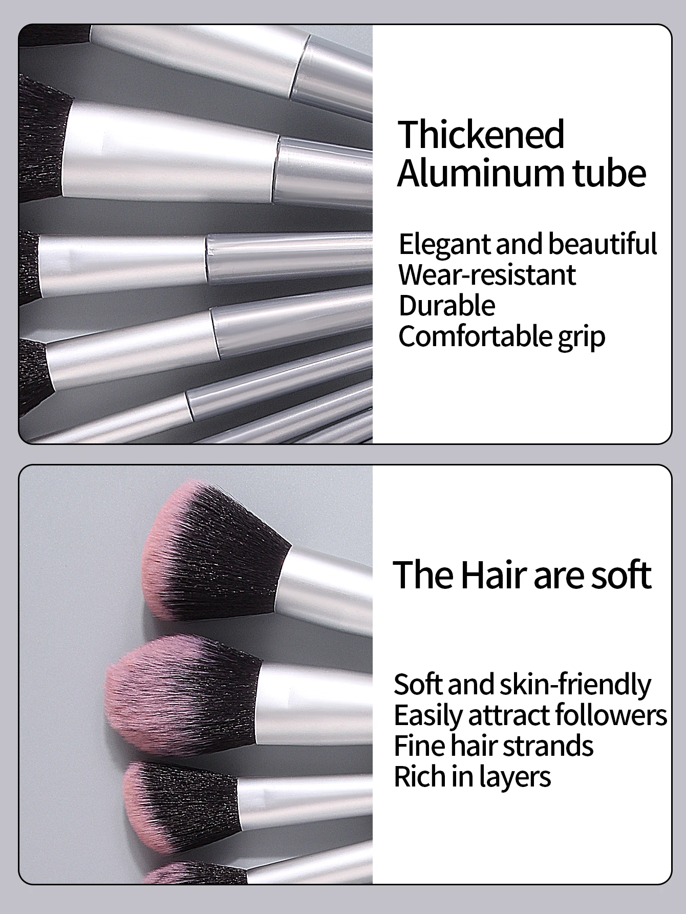 12개의 부드러운 모의 메이크업 브러쉬 세트는 뷰티 에그와 삼각형 파우더 퍼프와 짝을 이루며 초보자에게 매우 유용합니다.