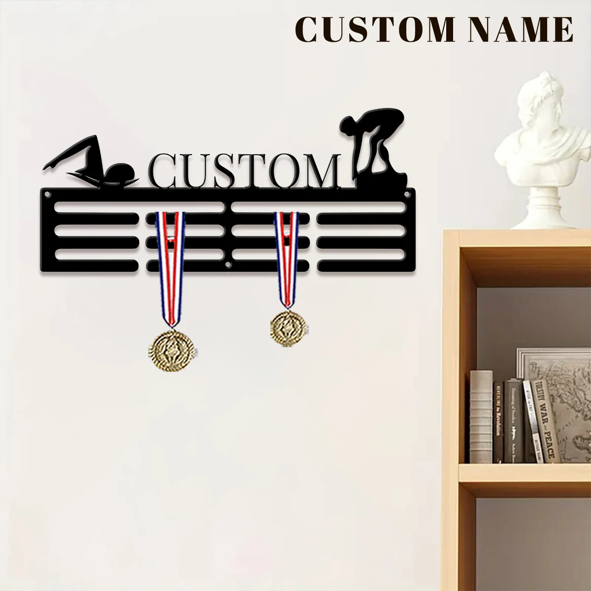 1pc Custom Swimming Metal Medal Hanger Holder,Personalized Football Number Medal Display Rack for Sports Awards,Home Decor Gift view 4