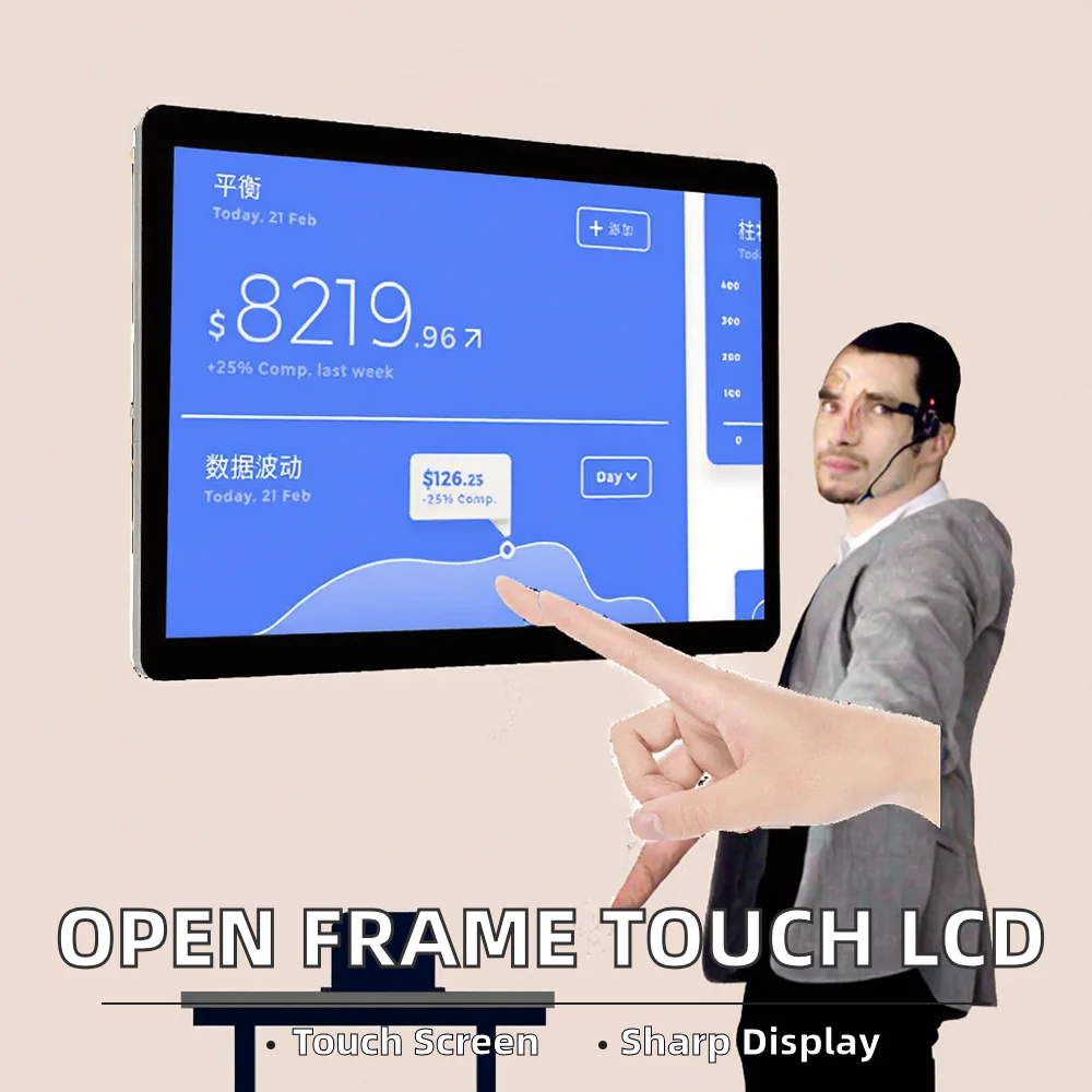15.6 Inch 18.5'' 21.5'' 23.6'' Wall Mounted Style Capacitive Touch Screen Pc Industrial Monitor With VESA IP65 LCD Screen VGA