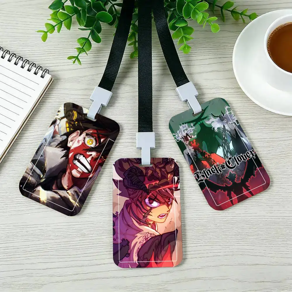 Anime Black Clover Black Lanyard Card Holders Student Meal Cards And Campus Ids School